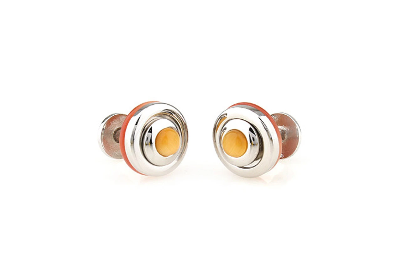 Reversible Melon Cabochon Cat's Eye Knob Cufflinks (V-CF-G70260O) 3 Reversible Melon Cabochon Cat's Eye Knob Cufflinks (V-CF-G70260O) - Image 3