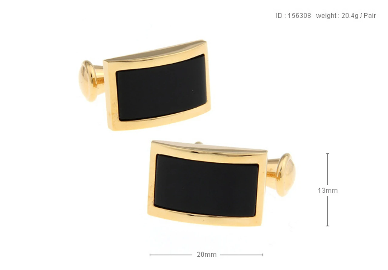 Gold Chain Design With Black Onyx Cufflinks (V-CF-G703-G) 2 Gold Chain Design With Black Onyx Cufflinks (V-CF-G703-G) - Image 2