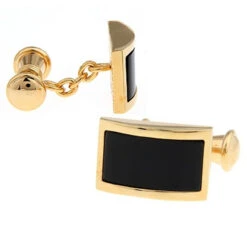 Gold Chain Design With Black Onyx Cufflinks (V-CF-G703-G)