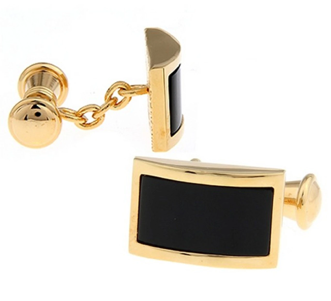 Gold Chain Design With Black Onyx Cufflinks (V-CF-G703-G) 1 Gold Chain Design With Black Onyx Cufflinks (V-CF-G703-G)
