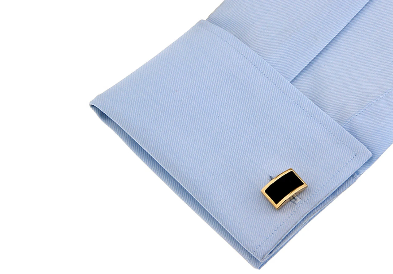 Gold Chain Design With Black Onyx Cufflinks (V-CF-G703-G) 3 Gold Chain Design With Black Onyx Cufflinks (V-CF-G703-G) - Image 3