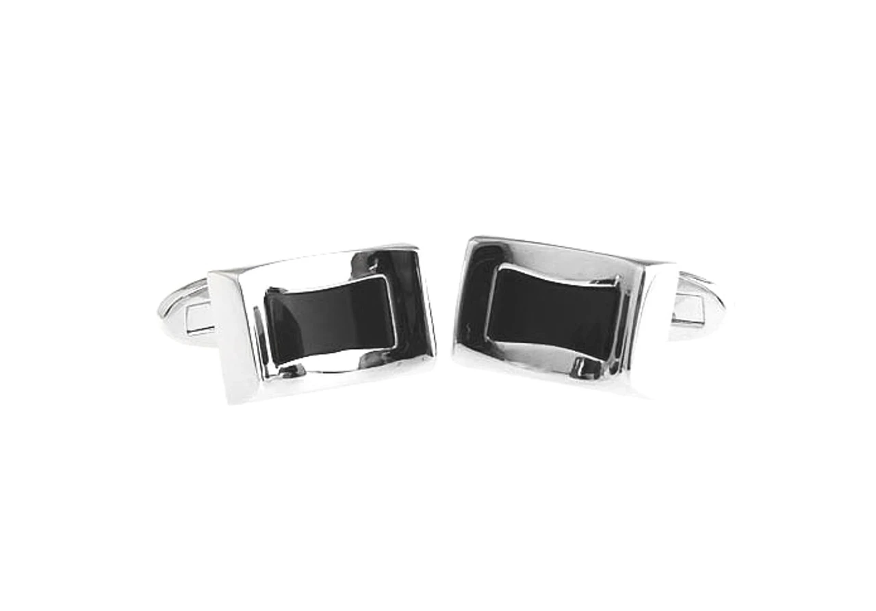 Black Onyx Insert Cufflinks (V-CF-G8054B-S) 2 Black Onyx Insert Cufflinks (V-CF-G8054B-S) - Image 2