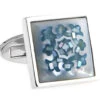 Intricate Turquoise Blue Mosaic Mother Of Pearl Cufflinks (V-CF-G8077BL)