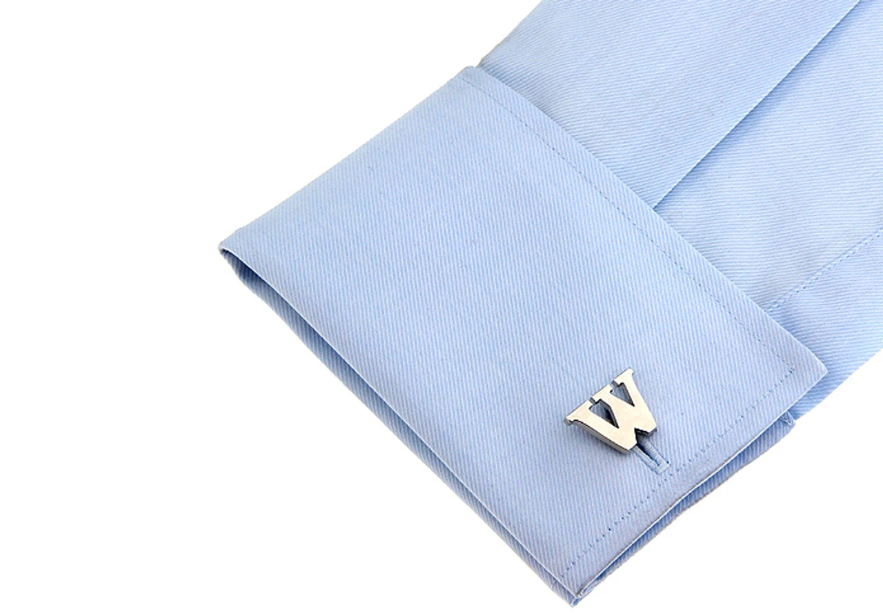 Large Personalized Initial Cufflinks - Letter W - Plus Your Choice (V-CF-M17046S-LT-W) 2 Large Personalized Initial Cufflinks - Letter W - Plus Your Choice (V-CF-M17046S-LT-W) - Image 2