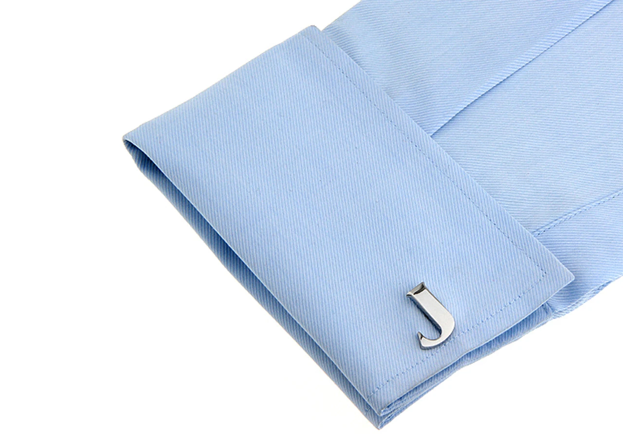 Large Personalized Initial Cufflinks - Letter J - Plus Your Choice (V-CF-M17046S-LT-J) 2 Large Personalized Initial Cufflinks - Letter J - Plus Your Choice (V-CF-M17046S-LT-J) - Image 2