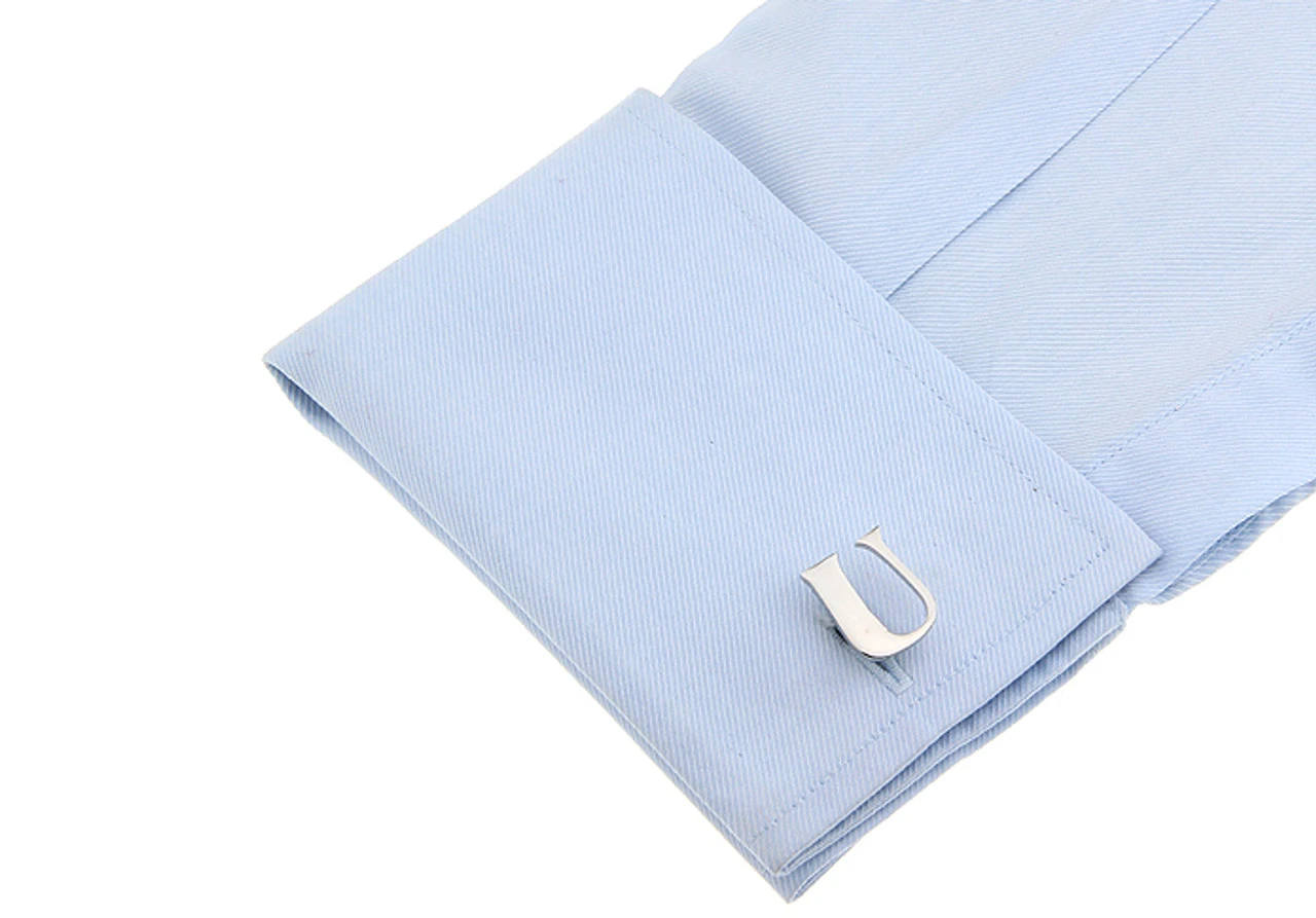 Large Personalized Initial Cufflinks - Letter U - Plus Your Choice (V-CF-M17046S-LT-U) 2 Large Personalized Initial Cufflinks - Letter U - Plus Your Choice (V-CF-M17046S-LT-U) - Image 2