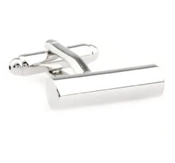 Long Silver Cylinder Cufflinks (V-CF-M50264S)