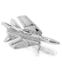 Military F16 Fighter Jet Silver Cufflinks (V-CF-M6136-S)