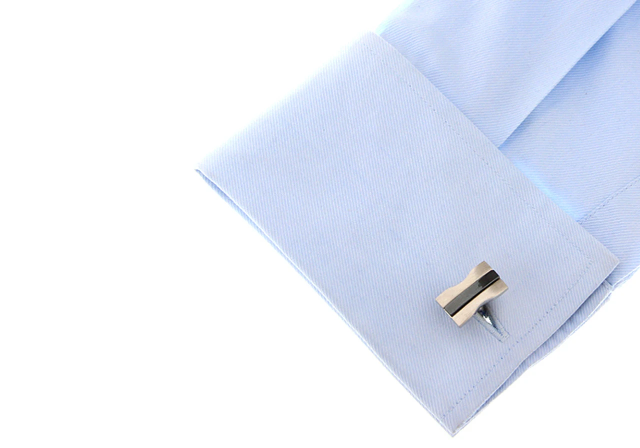Two-Tone Rectangle Cufflinks (V-CF-M70597) 3 Two-Tone Rectangle Cufflinks (V-CF-M70597) - Image 3
