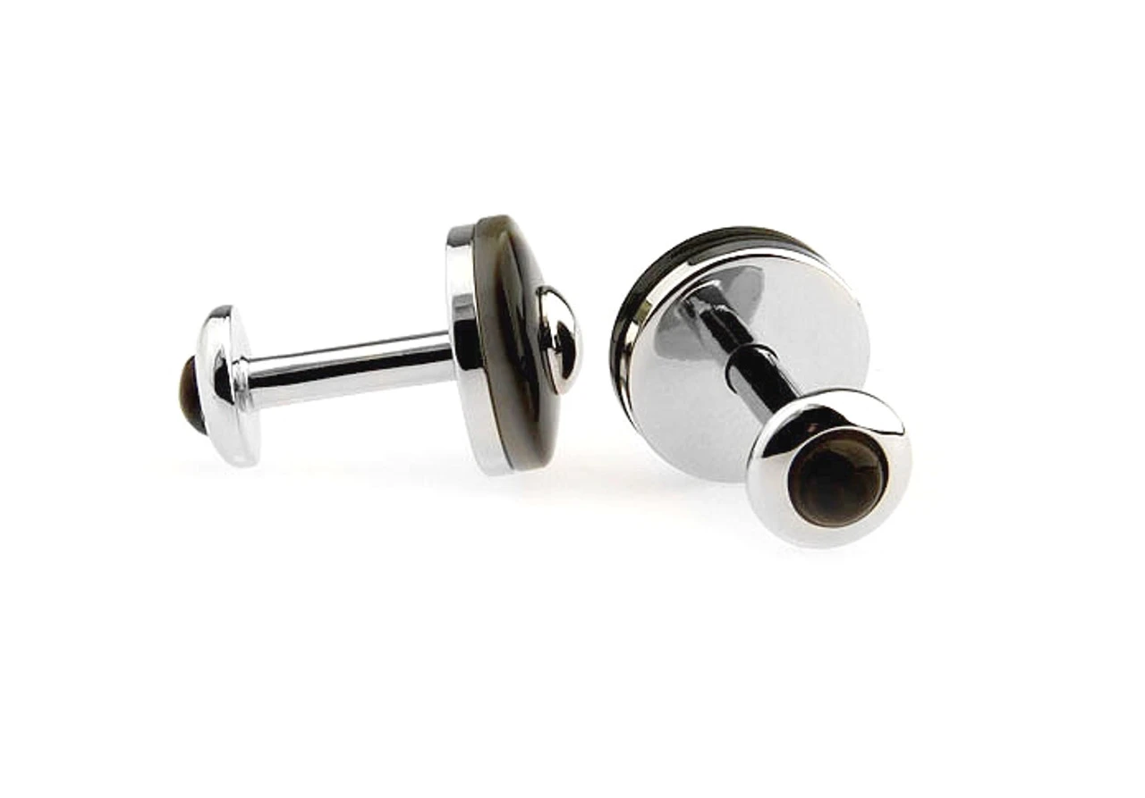 Double Button Knob Dark Abalone Shell Cufflinks (V-CF-S50554) 3 Double Button Knob Dark Abalone Shell Cufflinks (V-CF-S50554) - Image 3