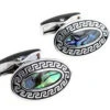 Oval Abalone Shell With Greek Key Design Cufflinks (V-CF-S506S)