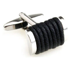 Black Silk Rope Cufflinks (V-CF-S6495B)