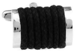 Black Silk Rope Cufflinks (V-CF-S6495B) -Suit Discount Store V CF S6495B 27882.1549519889