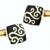 Black With Gold Scroll Design Cufflinks (V-CF-V00-02BG)