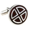 Carved Rosewood Insert Stainless Steel Cufflinks (V-CF-W230045SS)