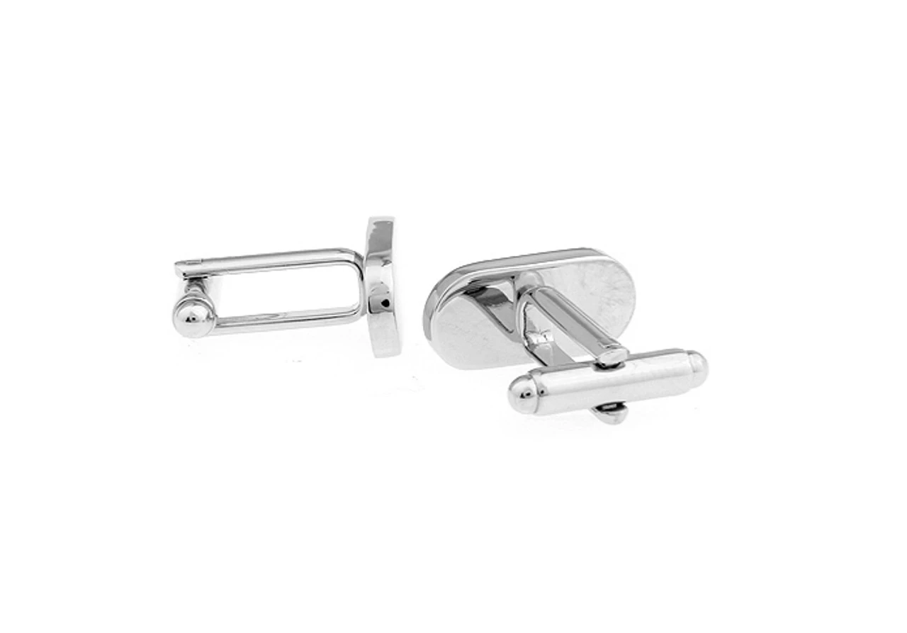 Silver Oval Cufflinks (V-CF56154) 2 Silver Oval Cufflinks (V-CF56154) - Image 2