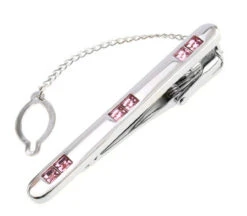 Pink Swarovski® Crystal Silver Tie Bar Clip