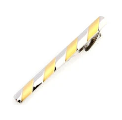 Gold Stripe On Silver Tie Bar Clip
