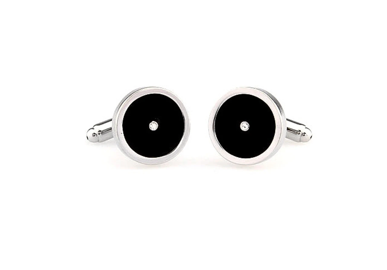 Swarovski Crystal In A Black Circle Cufflinks (V-F-500062) 2 Swarovski Crystal In A Black Circle Cufflinks (V-F-500062) - Image 2