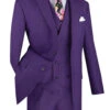 Vinci 2-Button Purple Windowpane With Double-breasted Vest Suit