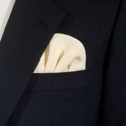 Cream 100% Silk Charmeuse Pre-Folded Pocket Square Insert 11 Cream 100% Silk Charmeuse Pre-Folded Pocket Square Insert -Suit Discount Store VA PSI 012 35810.1667334412