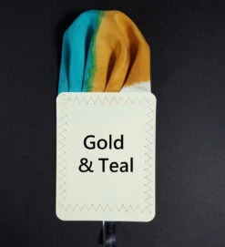 100% Silk Pre-Folded Pocket Square Insert - Teal And Gold 8 100% Silk Pre-Folded Pocket Square Insert - Teal And Gold -Suit Discount Store VA PSI 0950F 2a 07717.1646760292