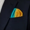100% Silk Pre-Folded Pocket Square Insert - Teal And Gold