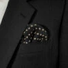 Black With Cream Squares 100% Silk Pre-Folded Pocket Square Insert