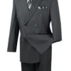 Vinci Dark Grey Double-Breasted Suit With Pleated Slacks