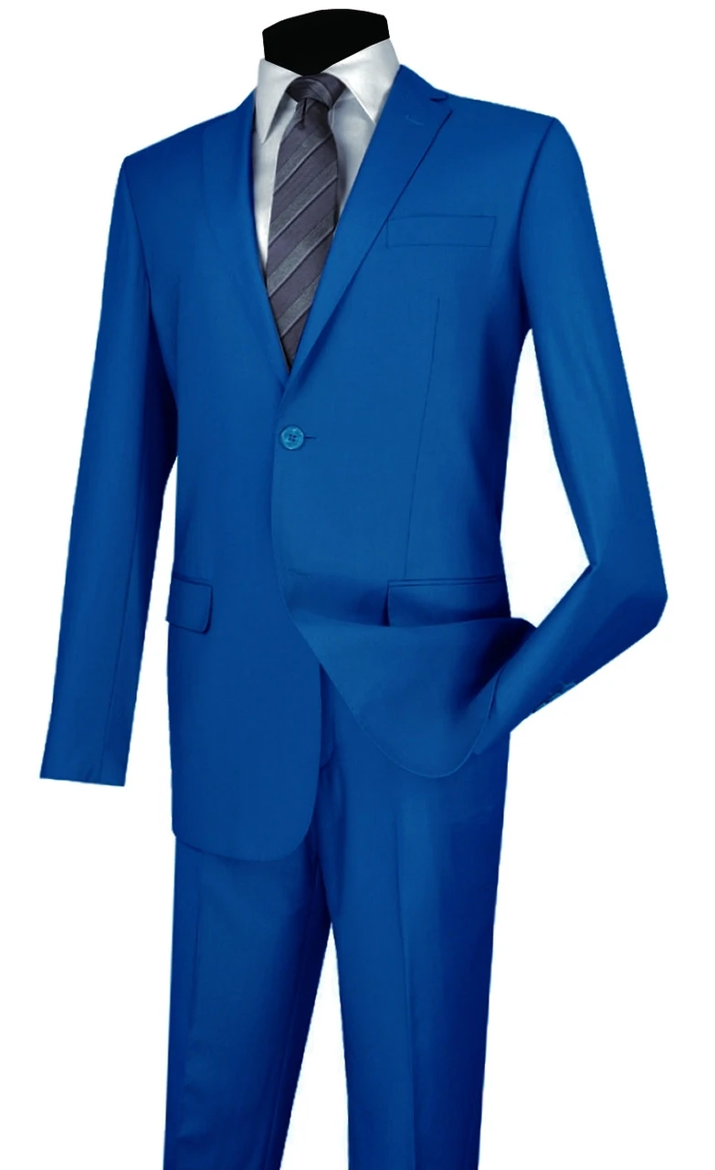 Vinci 2-Button French Blue Classic Suit - Slim Fit
