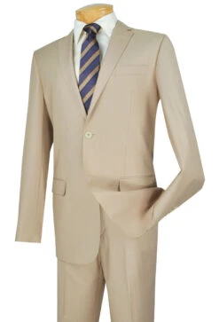Vinci 2-Button Light Beige Classic Suit - Slim Fit