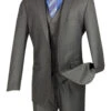 Vinci 2-Button Heather Grey Suit With Vest - Slim Fit