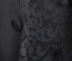 Vinci 3 Piece Collar-less Floral Pattern Vested Fancy Suit - Black -Suit Discount Store VCI SU SV2HT 2 B 3 00409.1581489303