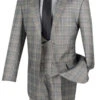 Vinci 2-Button Grey Glenplaid Suit With Low-Cut Vest