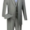 Vinci 2-Button Classic Suit With Vest - Medium Grey - X-Long