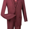 Vinci 2-Button Classic Suit With Vest - Maroon