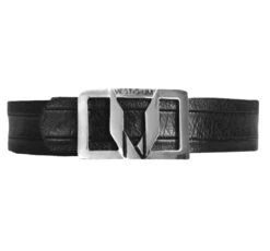 Vestigium Genuine Smooth Ostrich Leather & Calf Belt - Black