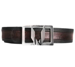 Vestigium Genuine Smooth Ostrich Leather & Calf Belt - Black Cherry
