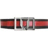 Clearance - Vestigium Genuine Ostrich Leg & Calf Dress Belt - Red On Black