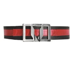 Vestigium Genuine Ostrich Leg & Calf Belt - Red On Black