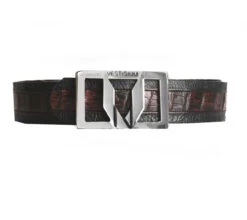 Vestigium Genuine Caiman Belly & Calf Belt - Black Cherry