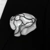 Antonio Ricci 2-in-1 Pouf Round Pocket Square - Black On White