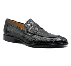 Zelli 100% Caiman Crocodile Italian Penny Long Toe Loafer - Black -Suit Discount Store ZEL 11 201 B 2 79791.1675113179