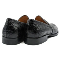 Zelli 100% Caiman Crocodile Italian Penny Long Toe Loafer - Black -Suit Discount Store ZEL 11 201 B 4 62639.1675113171