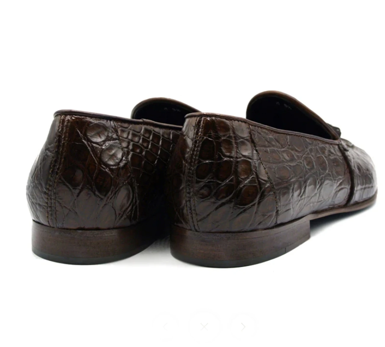 Zelli 100% Caiman Crocodile Italian Tassel Long Toe Loafer - Dark Brown 3 Zelli 100% Caiman Crocodile Italian Tassel Long Toe Loafer - Dark Brown - Image 3