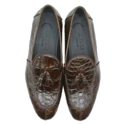 Zelli 100% Caiman Crocodile Italian Tassel Long Toe Loafer - Dark Brown 11 Zelli 100% Caiman Crocodile Italian Tassel Long Toe Loafer - Dark Brown -Suit Discount Store ZEL 11 215 BR 4 39629.1675195666