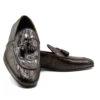 Zelli 100% Caiman Crocodile Italian Tassel Long Toe Loafer - Dark Brown