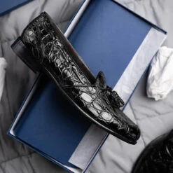 Zelli 100% Caiman Crocodile Italian Tassel Loafer - Black -Suit Discount Store ZEL 11 582 B 7 59175.1675189674