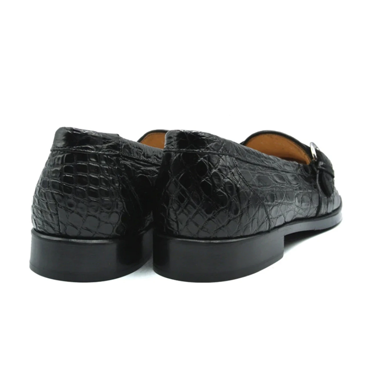 Zelli 100% Caiman Crocodile Italian Buckle Loafer - Black 6 Zelli 100% Caiman Crocodile Italian Buckle Loafer - Black - Image 6