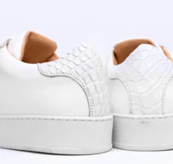 Zelli 100% Genuine Crocodile & Calfskin Sneaker - White -Suit Discount Store ZEL 61 100 WH 3 32106.1678817765